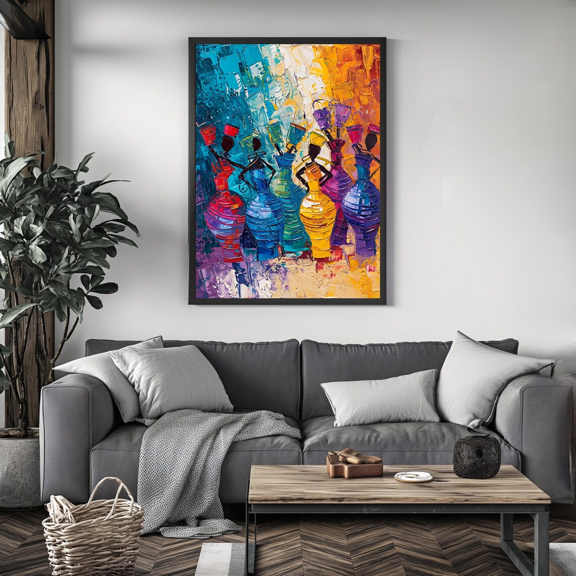 Colorful African Women Wall Art Print Abstract Tribal Vertical Cultural Poster - Image 4