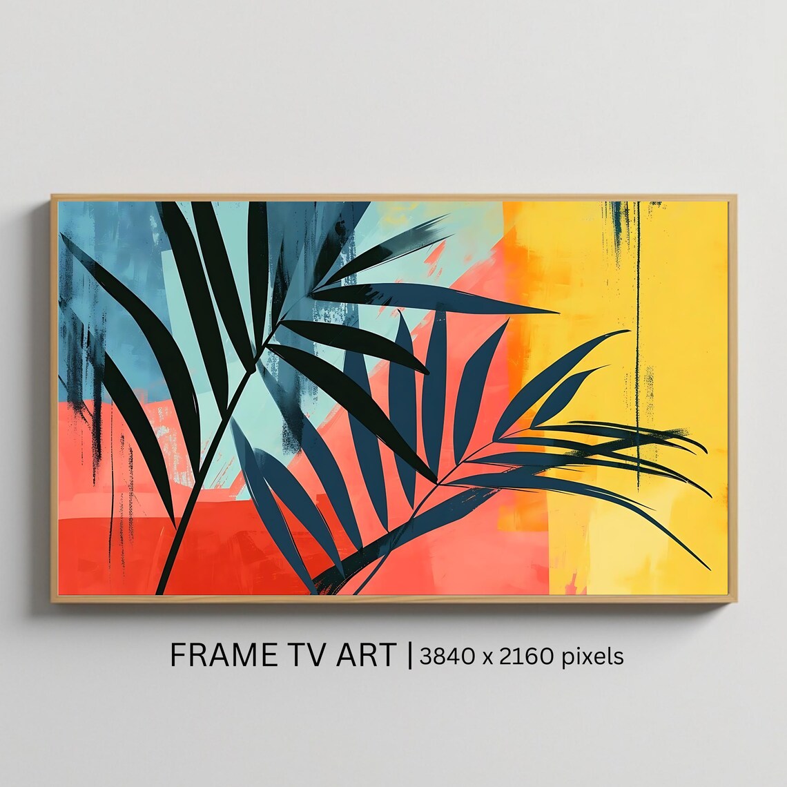 Tropical Palm Leaves Colorful Sunset Abstract Botanical TV Art Poster