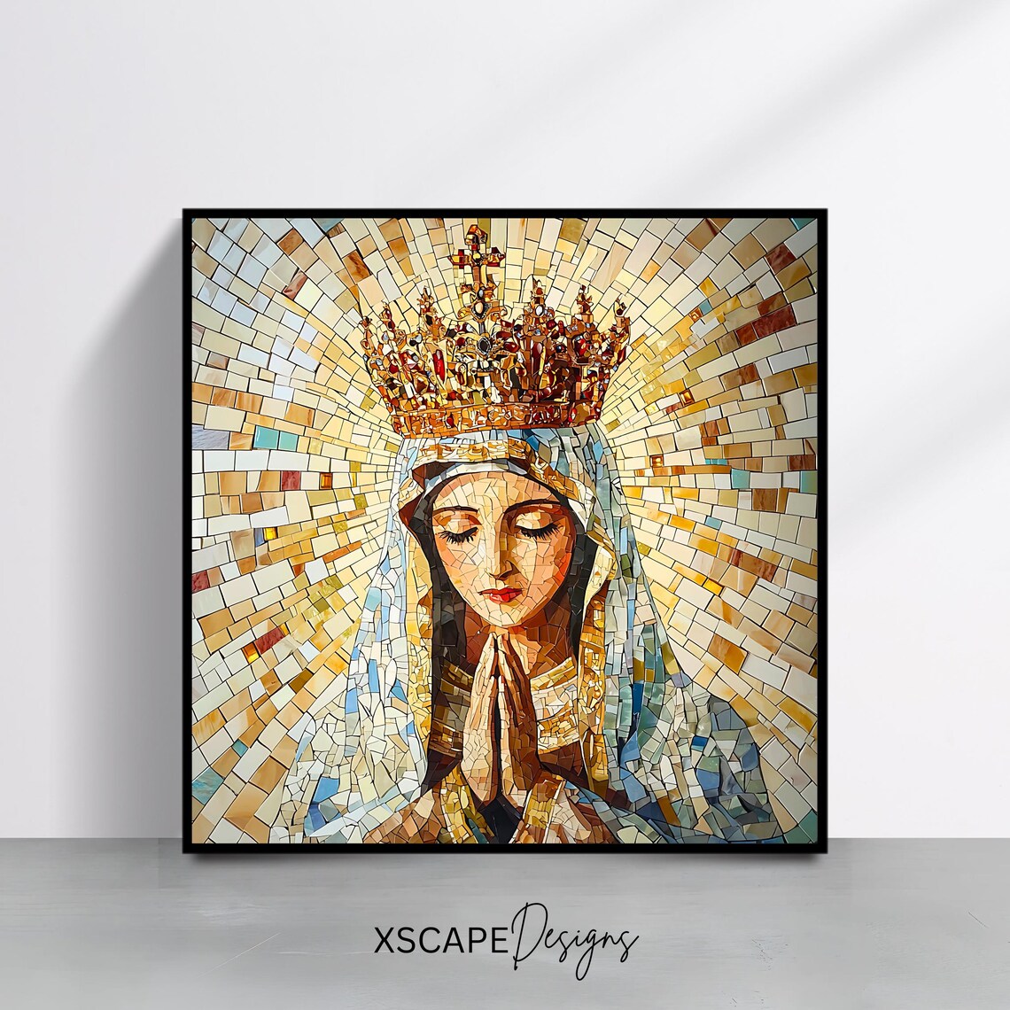Blessed Virgin Mary Mosaic Art Print, Catholic