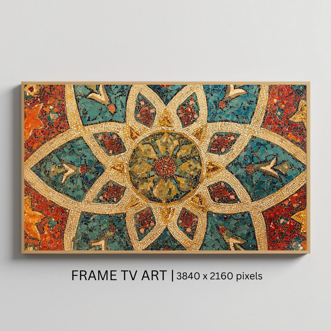 Islamic Mosaic Medallion Geometric Star Teal Red Decorative Art Poster