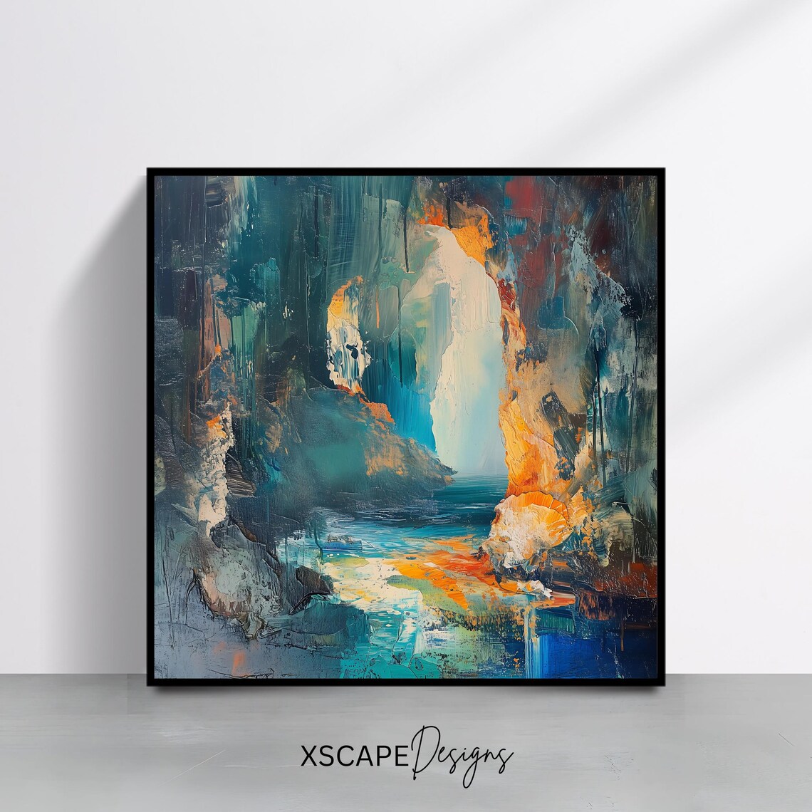 Abstract Coastal Cave Art, Ocean-Inspired Wall Art Print