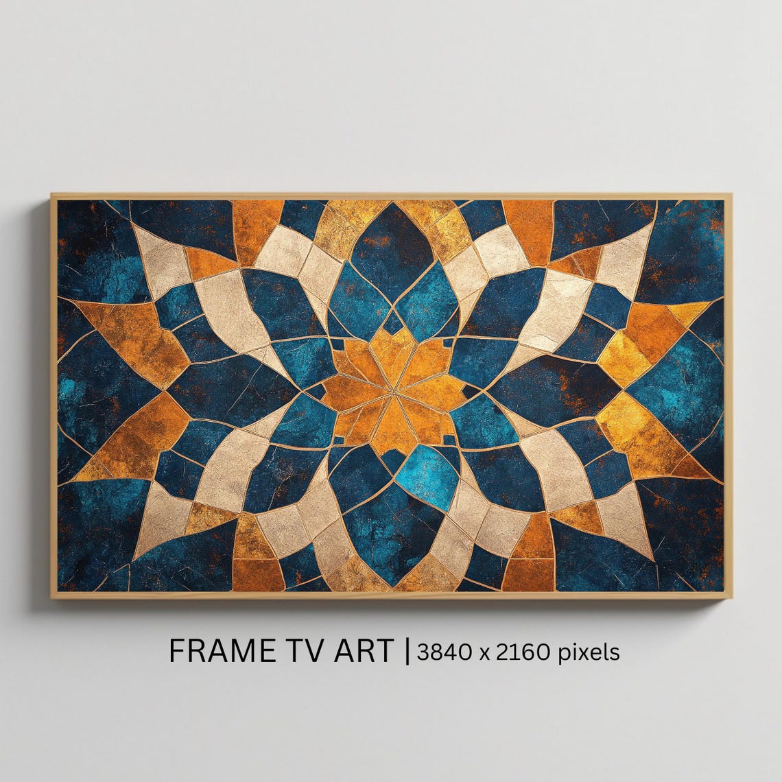 Islamic Geometric Art For Frame Tv Roku Screensaver Blue And Gold Wall Art