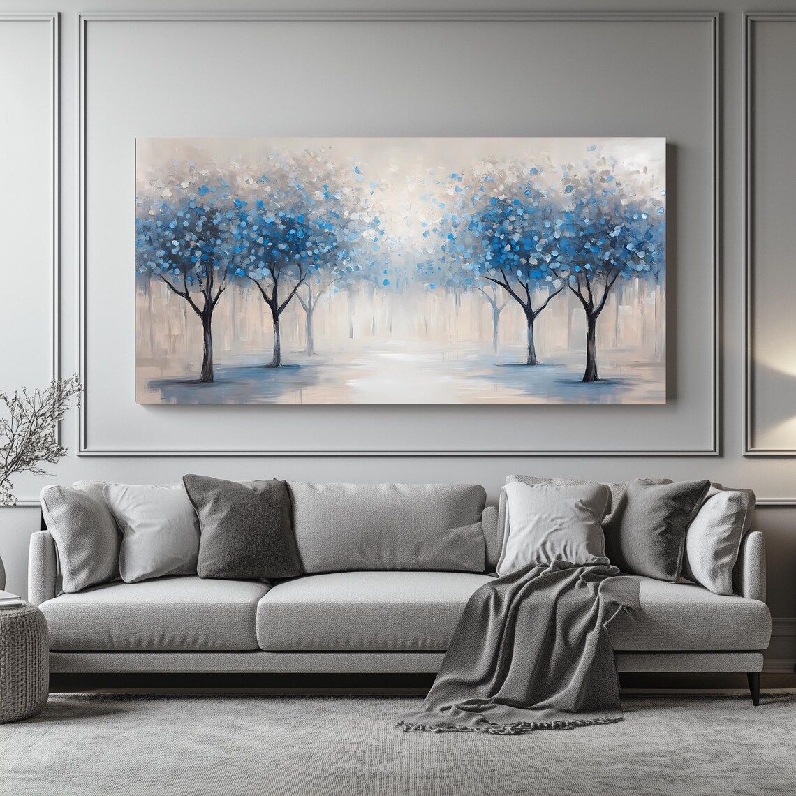 Blue Trees Panoramic Landscape Wall Art Print - Image 4