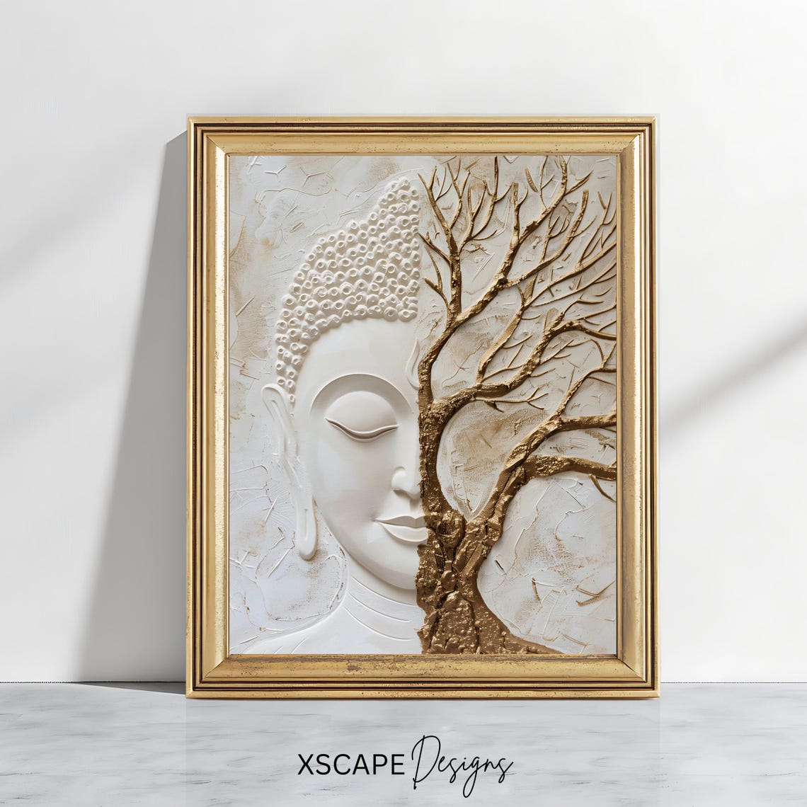 Buddha Tree Of Life Print Spiritual Zen Wall Art Neutral Meditation Decor Instant