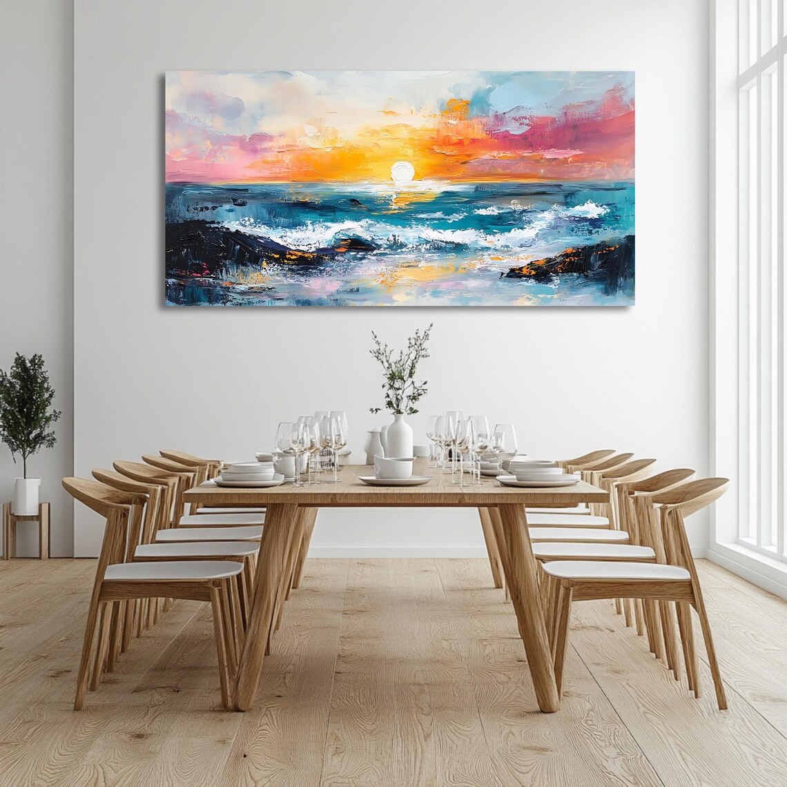 Ocean Sunset Panoramic Seascape Art Print - Image 3