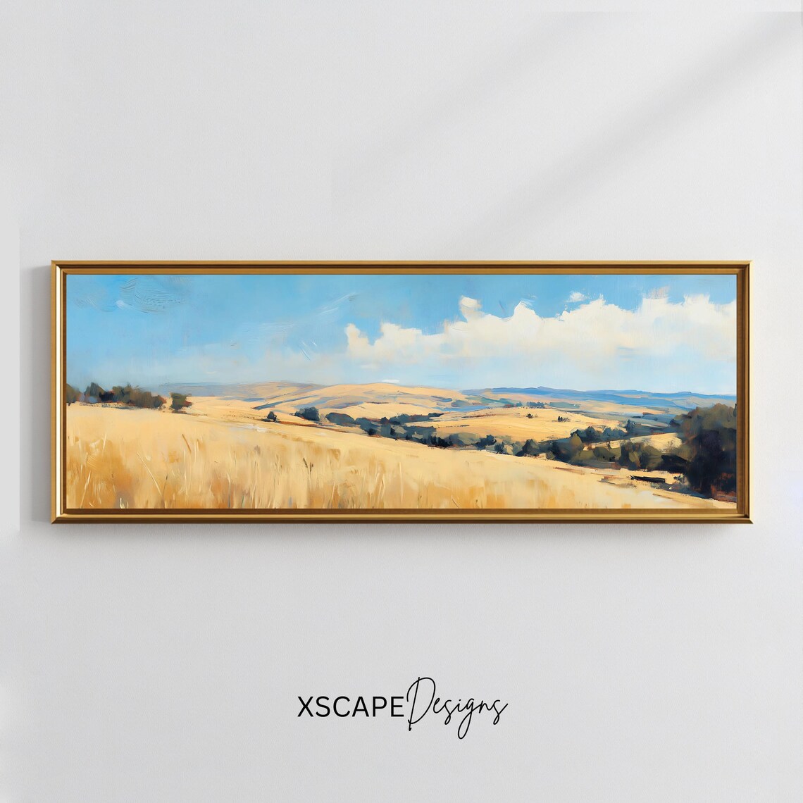 Golden Wheat Fields Panoramic Landscape Art Print