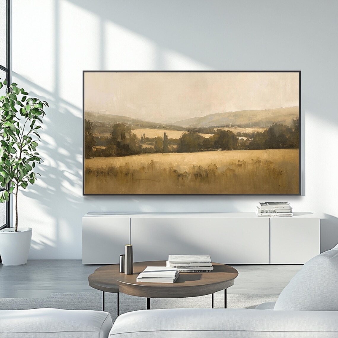 Tranquil Golden Countryside Landscape Minimalist Travel Poster - Image 4