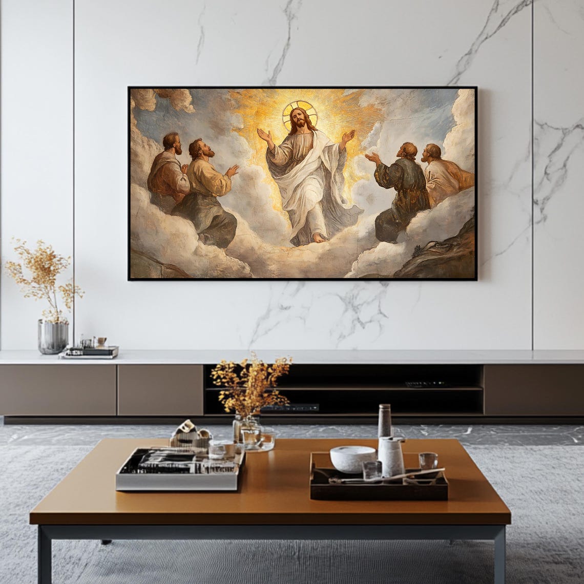 Jesus Christ Ascension Into Heaven Classical Religious Painting Poster - Image 2