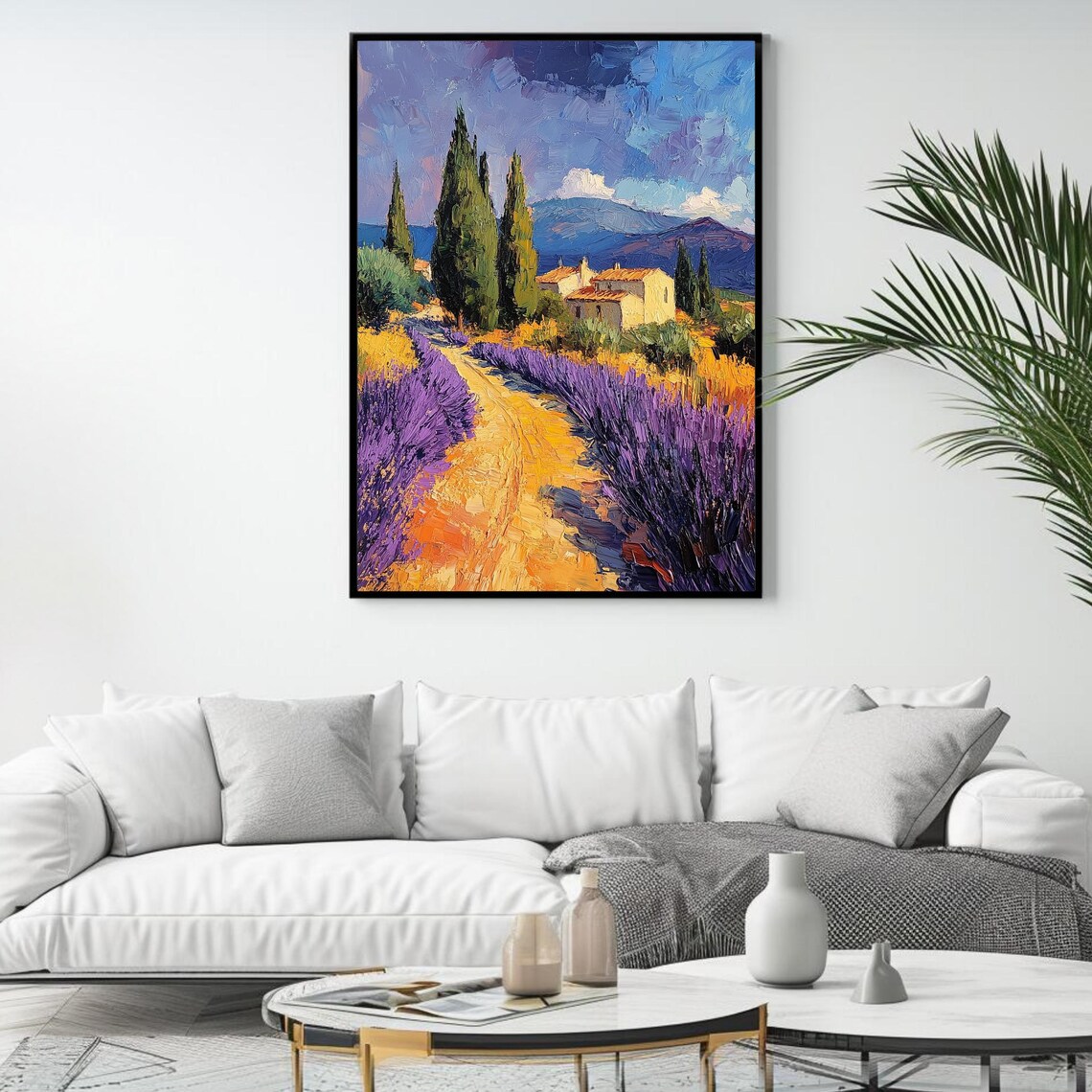 Lavender Field Provence Landscape, Rustic Country Path - Image 4