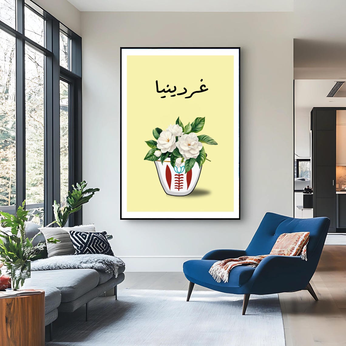 Gardenia White Flowers Lebanese Coffee Cup Botanical Art Poster - Image 3