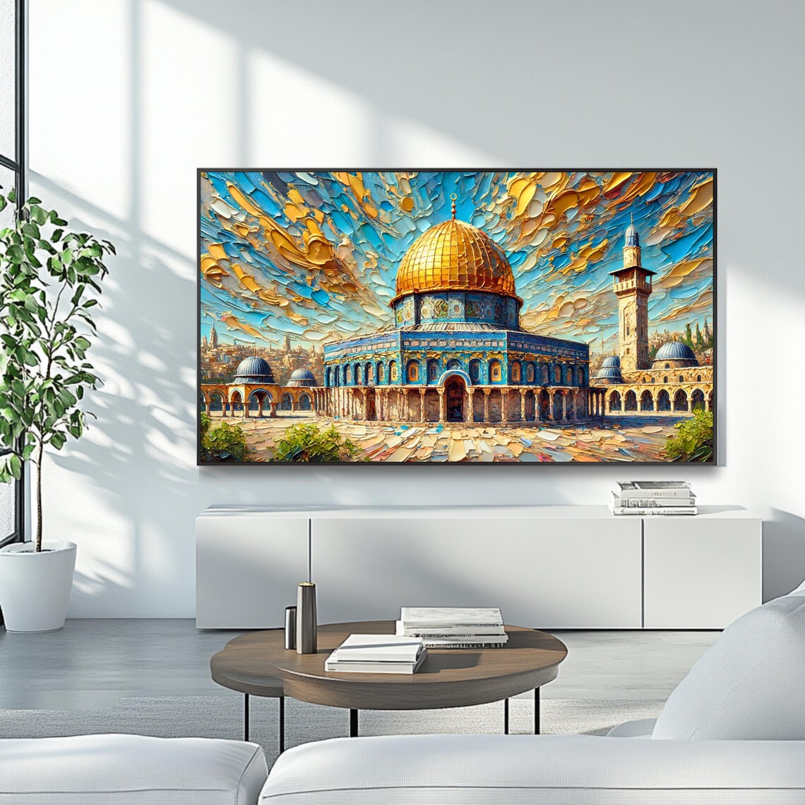 Dome Of The Rock Golden Dome Blue Tile Impasto Oil Painting Art Poster - Image 4