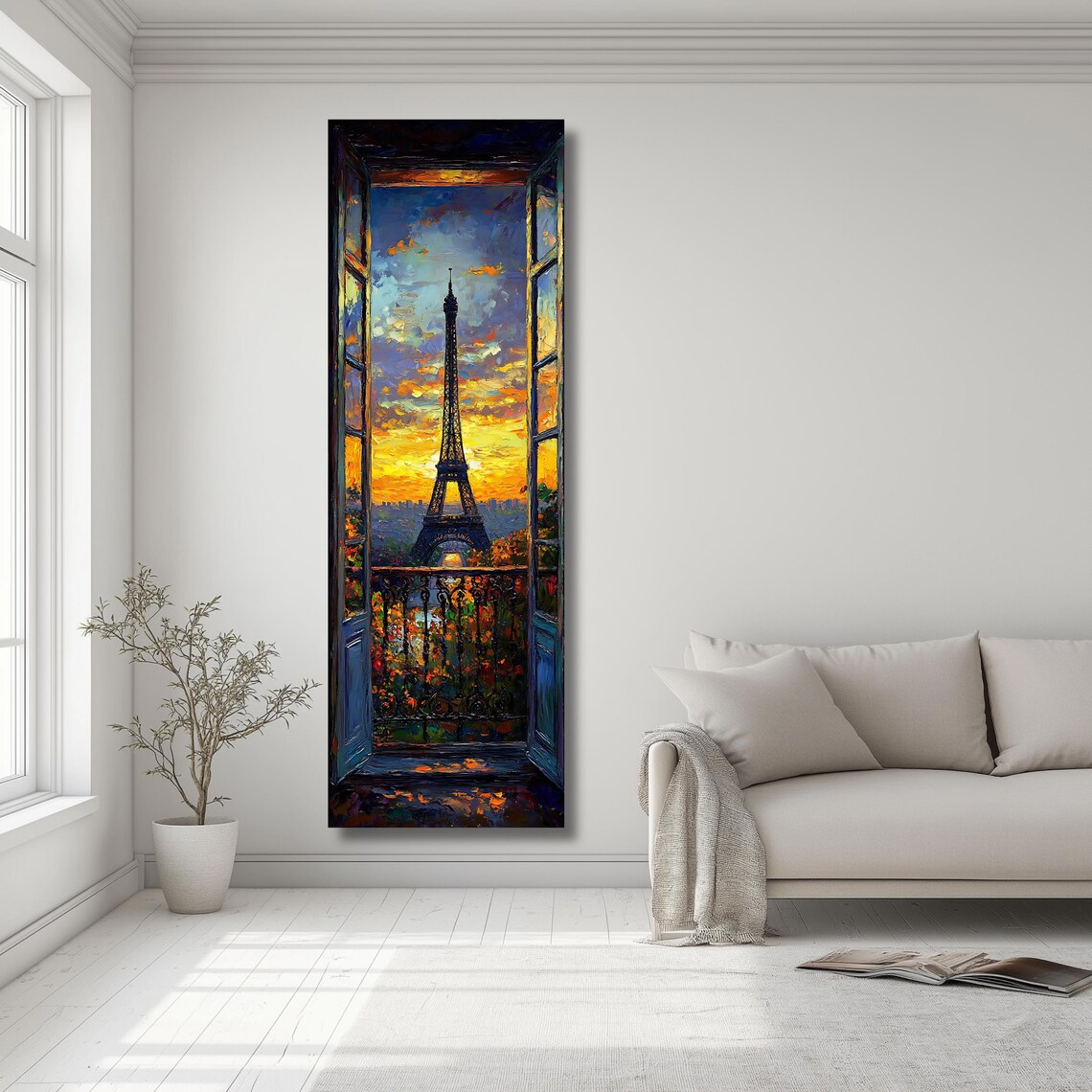 Paris Eiffel Tower Window View Art Print, Vertical Cityscape - Image 2