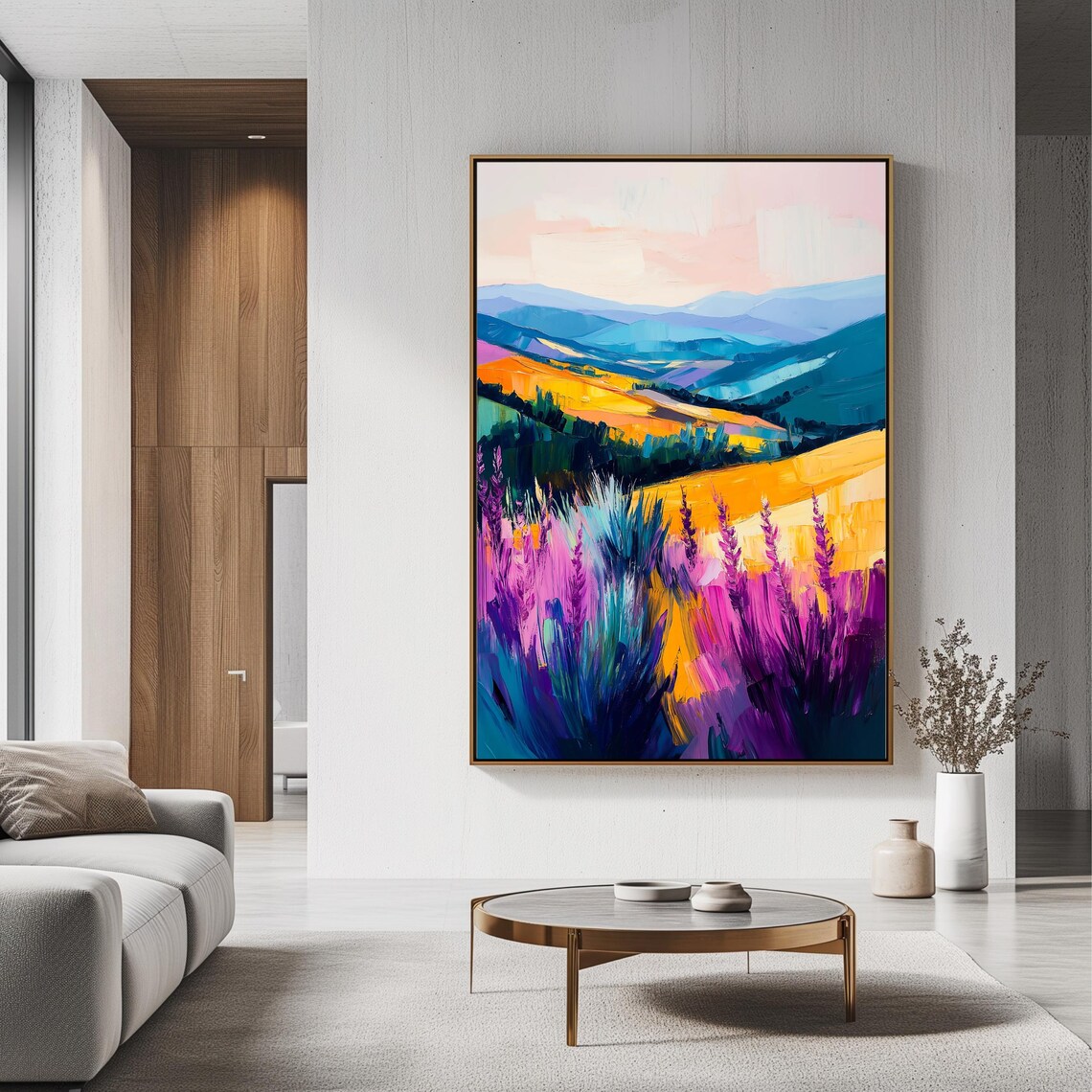 Lavender Field Abstract Landscape, Nature Decor - Image 3