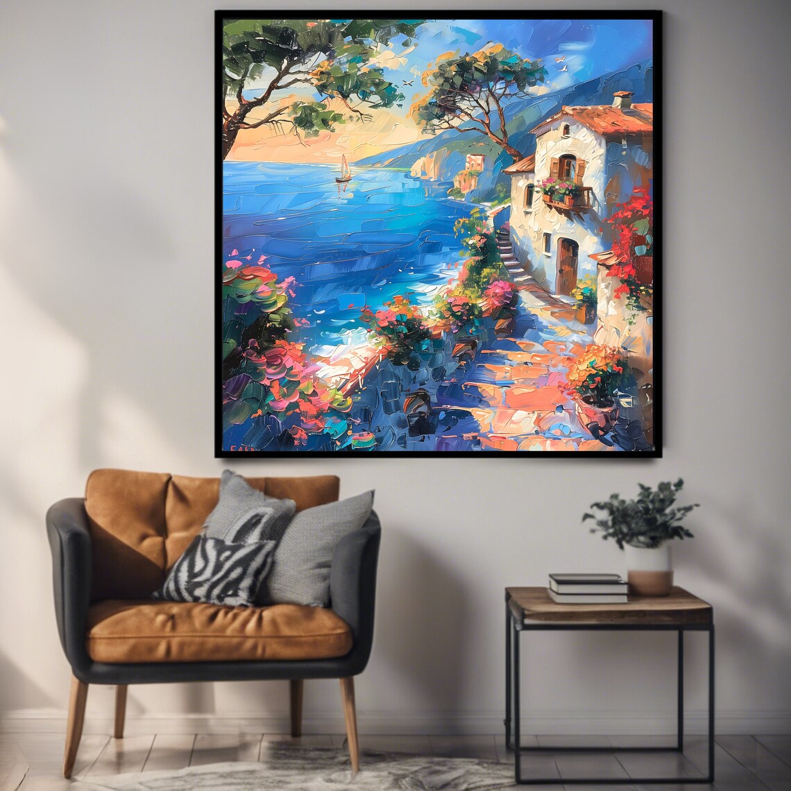 Scenic Coastal Mediterranean Art Print, Home Decor - Image 3