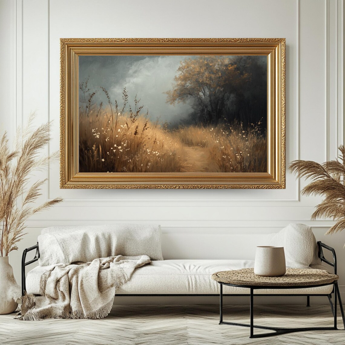Vintage Meadow Rustic Landscape Art Print - Image 4