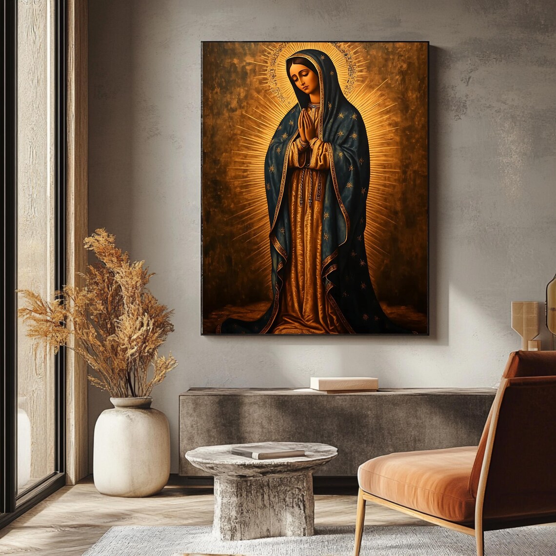 Our Lady of Guadalupe Full Length Radiant Halo Blue Mantle Wall Art - Image 3