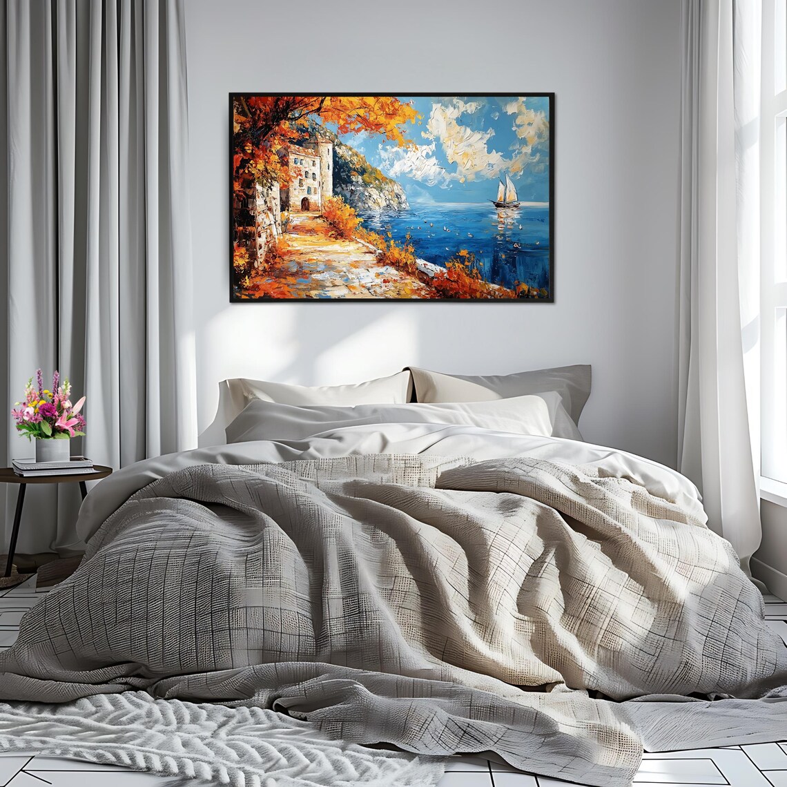 Coastal Autumn Art Print, Mediterranean Landscape - Image 2