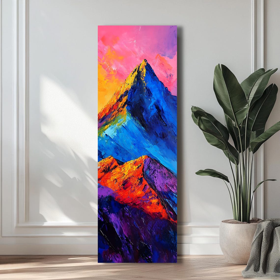 Tall Vertical Mountain Wall Art Colorful Abstract Landscape Print Long And Narrow Nature Artwork Wide Wall Art - Image 3