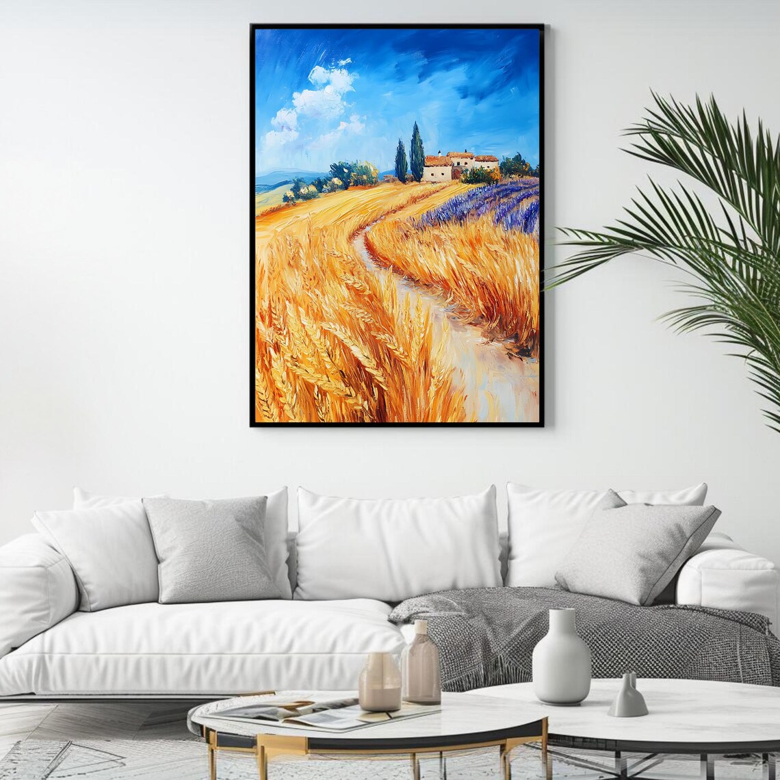 Tuscan Wheat Field Farmhouse Cypress Golden Countryside Art Poster - Image 4