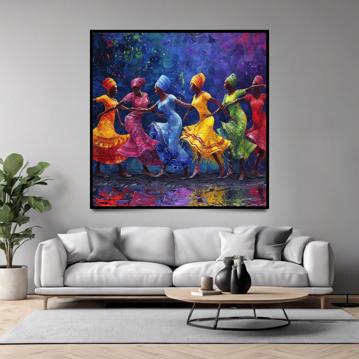 Abstract African Dance Wall Art Print Vibrant Cultural Poster Square Print Wall Art - Image 4
