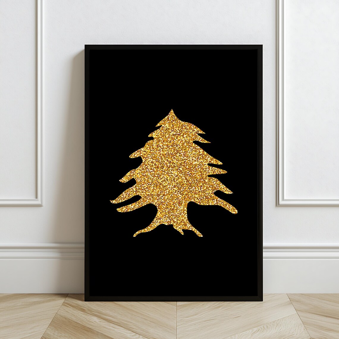 Gold Lebanese Cedar Tree Art Print Lebanon Wall Decor Luxury Middle Eastern Artwork Glitter Print - Image 2