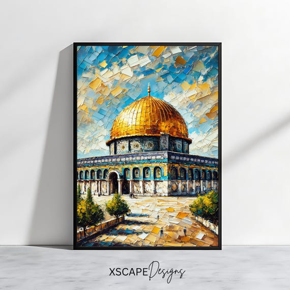 Dome Of The Rock Art Masjid Al Aqsa Print Palestine Wall Art Islamic Architecture Golden Dome Poster Instant