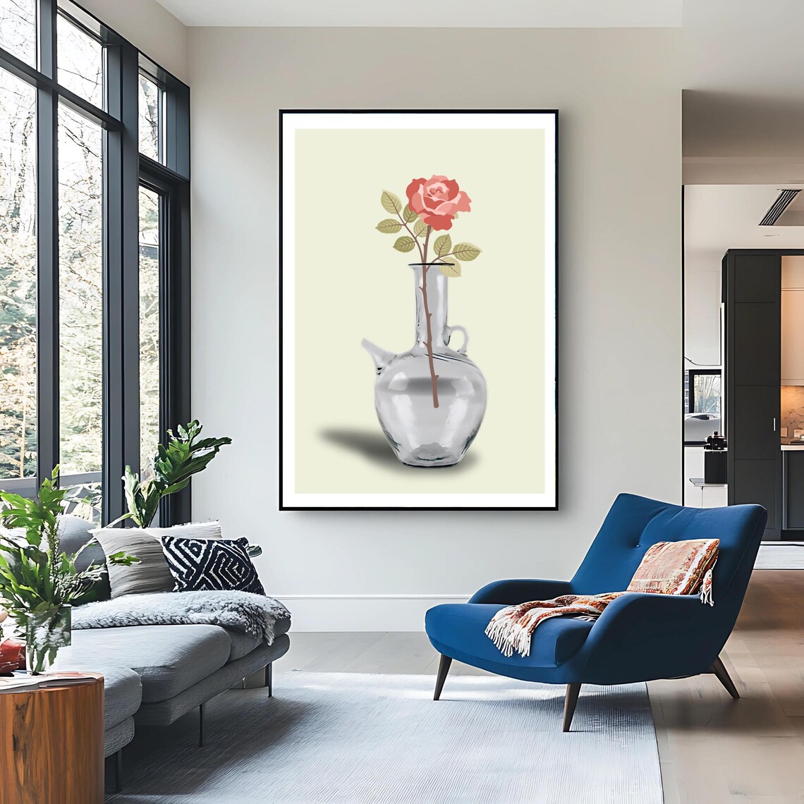 Lebanese Ibrik Floral Print, Rustic Home Decor - Image 3