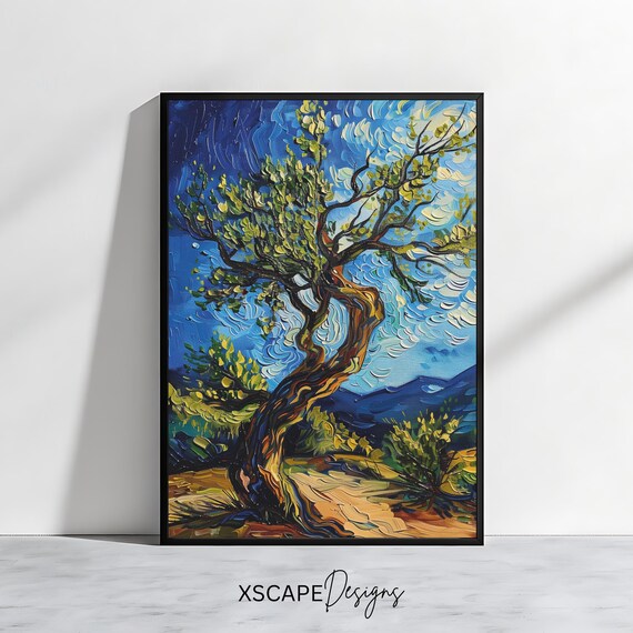 Olive Tree Wall Art Van Gogh Style Print Impressionist Landscape Nature Inspired Decor