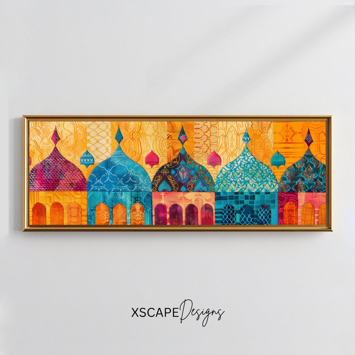 Colorful Islamic Domes Arches Pattern Muslim Panoramic Art Poster