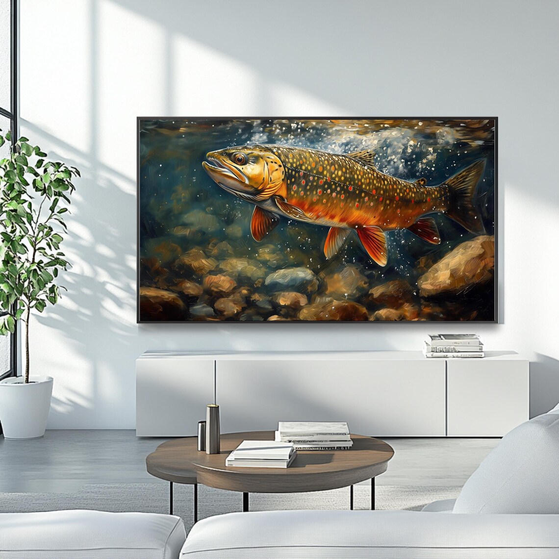 Frame Tv Art Underwater Trout Vibrant Fish Art For Frame Tv Abstract Tv Art Art - Image 4