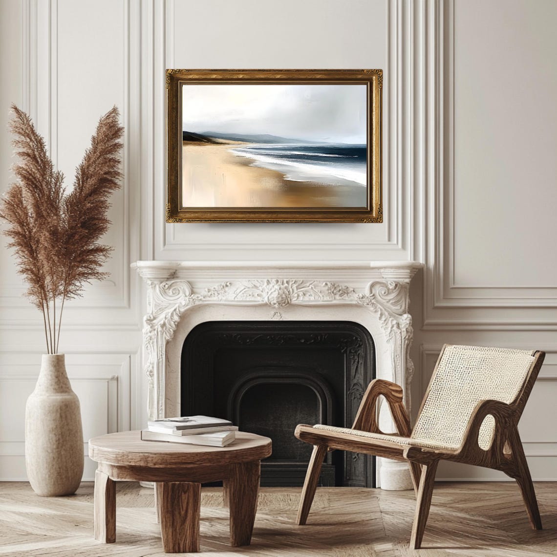 Minimalist Neutral Beach Soft Waves Sandy Shore Coastal View Poster - Image 3