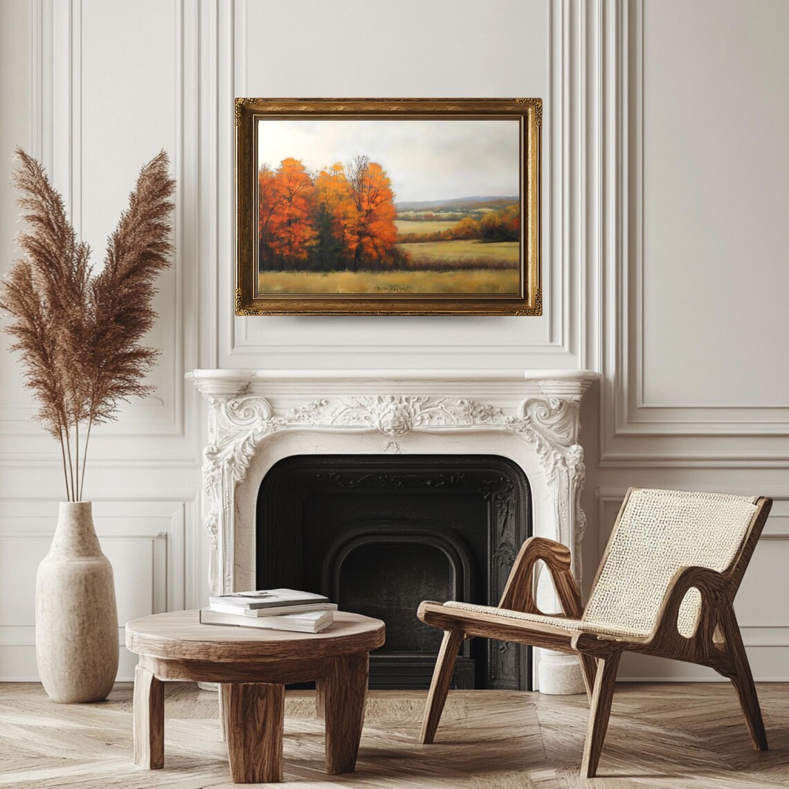 Antique Autumn Trees Vintage Fall Landscape Art Print - Image 3