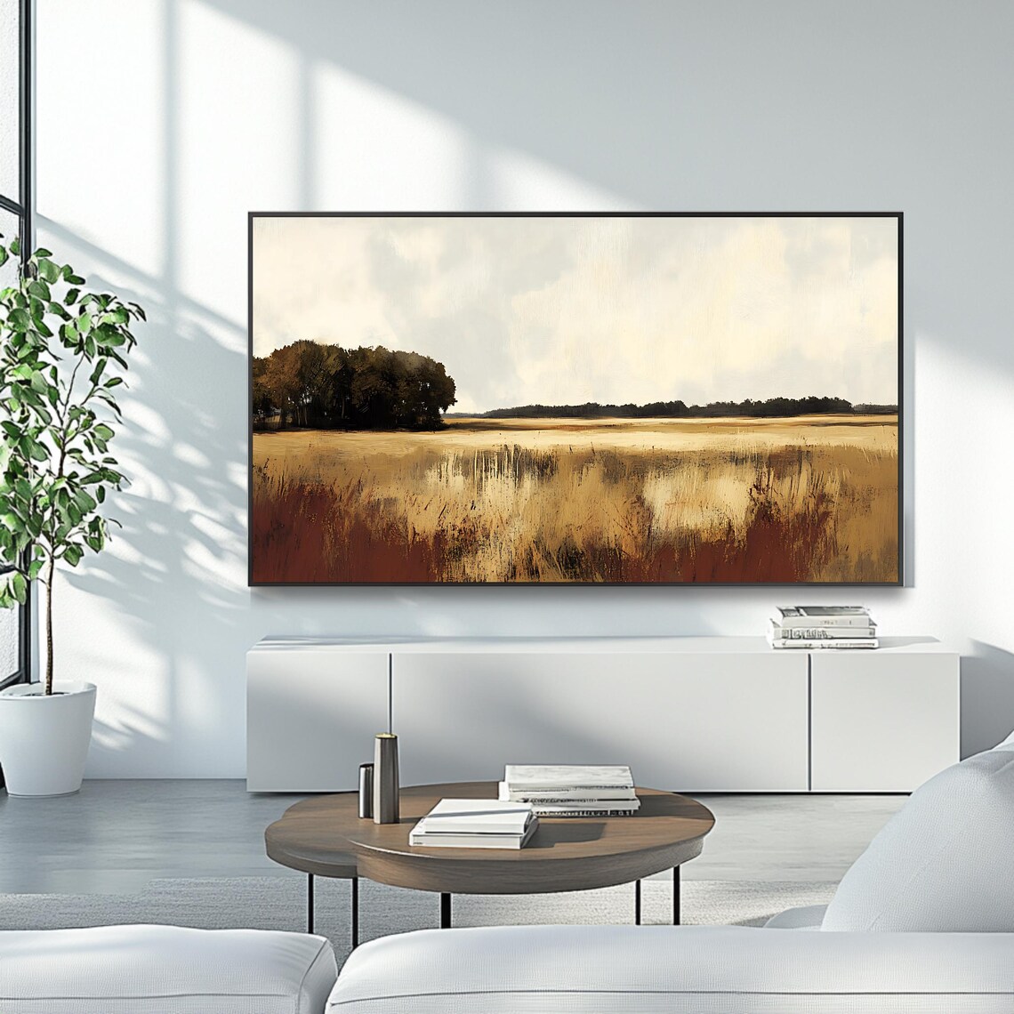 Rustic Field, Neutral Landscape Art Print - Image 4