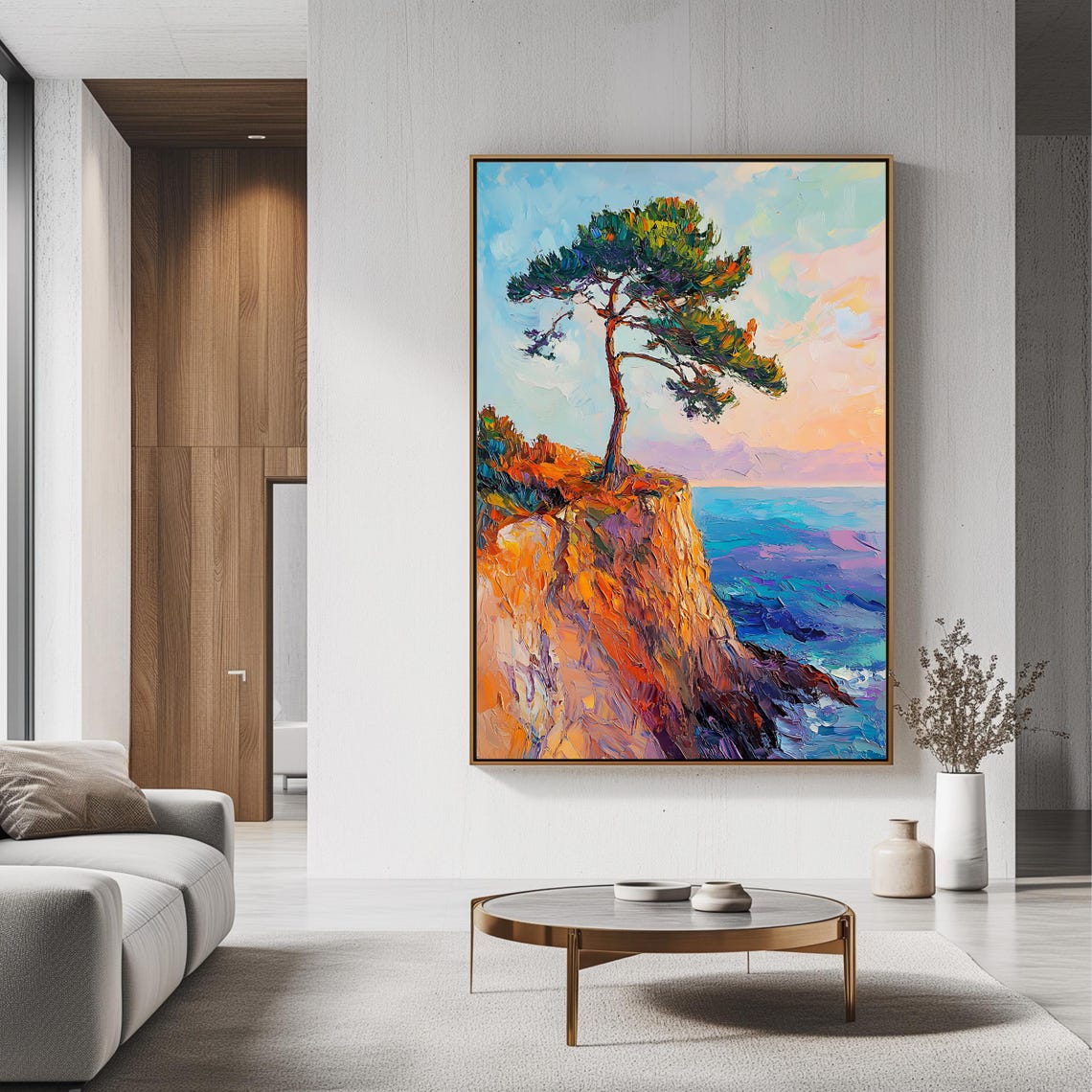 Coastal Cliff Tree Sunset Seascape - Image 3