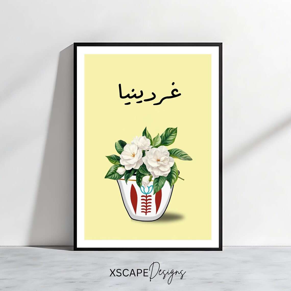 Gardenia White Flowers Lebanese Coffee Cup Botanical Art Poster