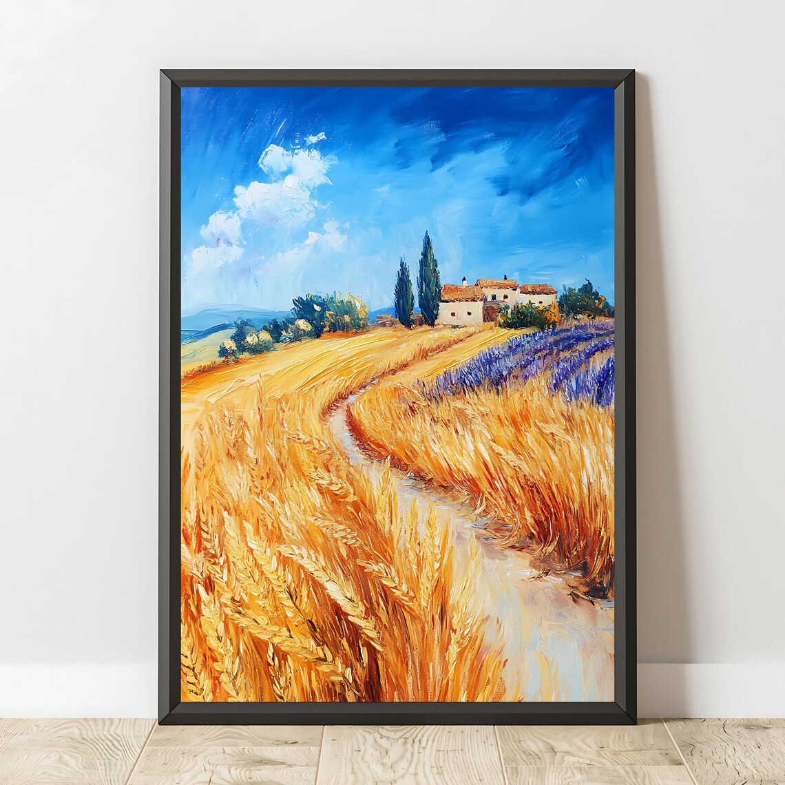 Tuscan Wheat Field Farmhouse Cypress Golden Countryside Art Poster - Image 2