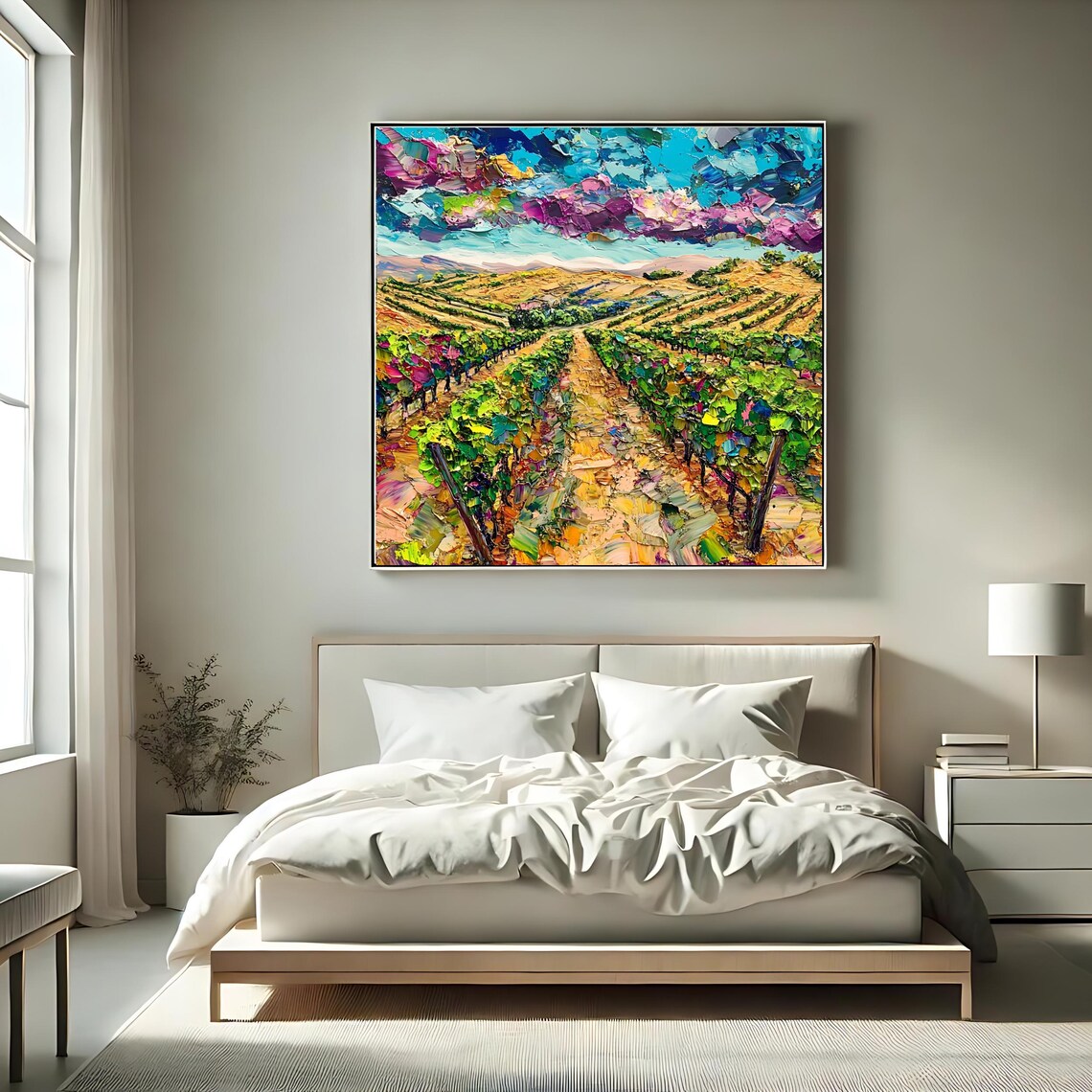 Square Vineyard Colorful Landscape, Modern Nature - Image 2
