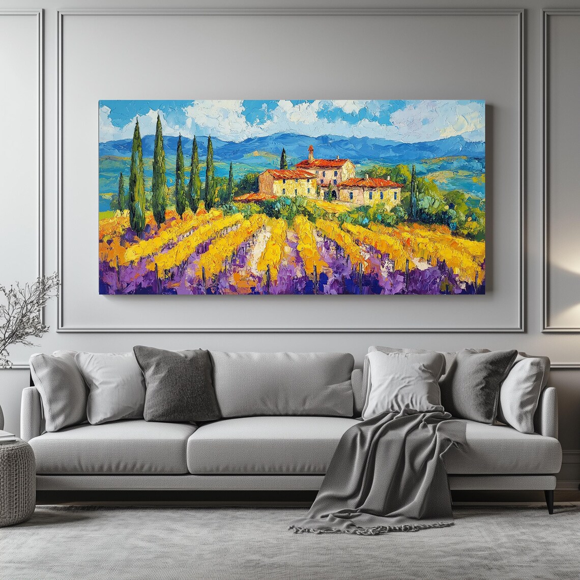 Tuscan Vineyard Panoramic Landscape Wall Art - Image 4