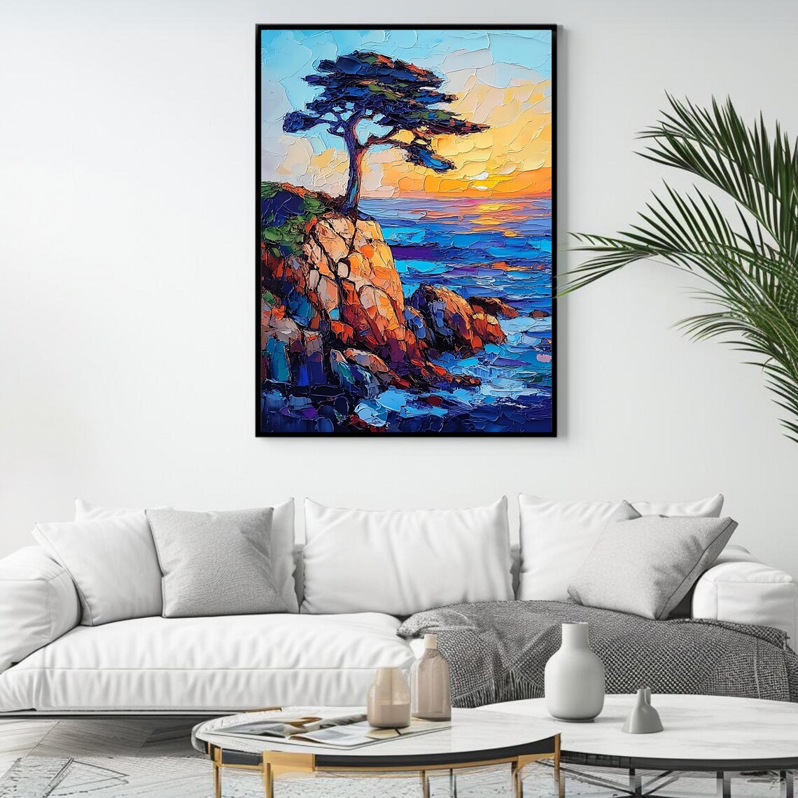 Coastal Sunset Cliffside Tree Art Print, Nature Decor - Image 4