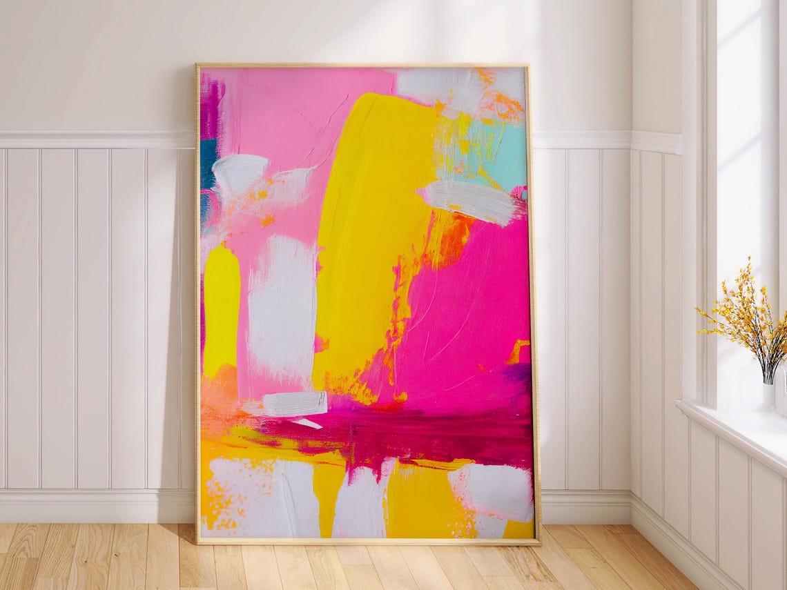 Hot Pink and Yellow Bold Modern Abstract Energy Burst Poster - Image 2