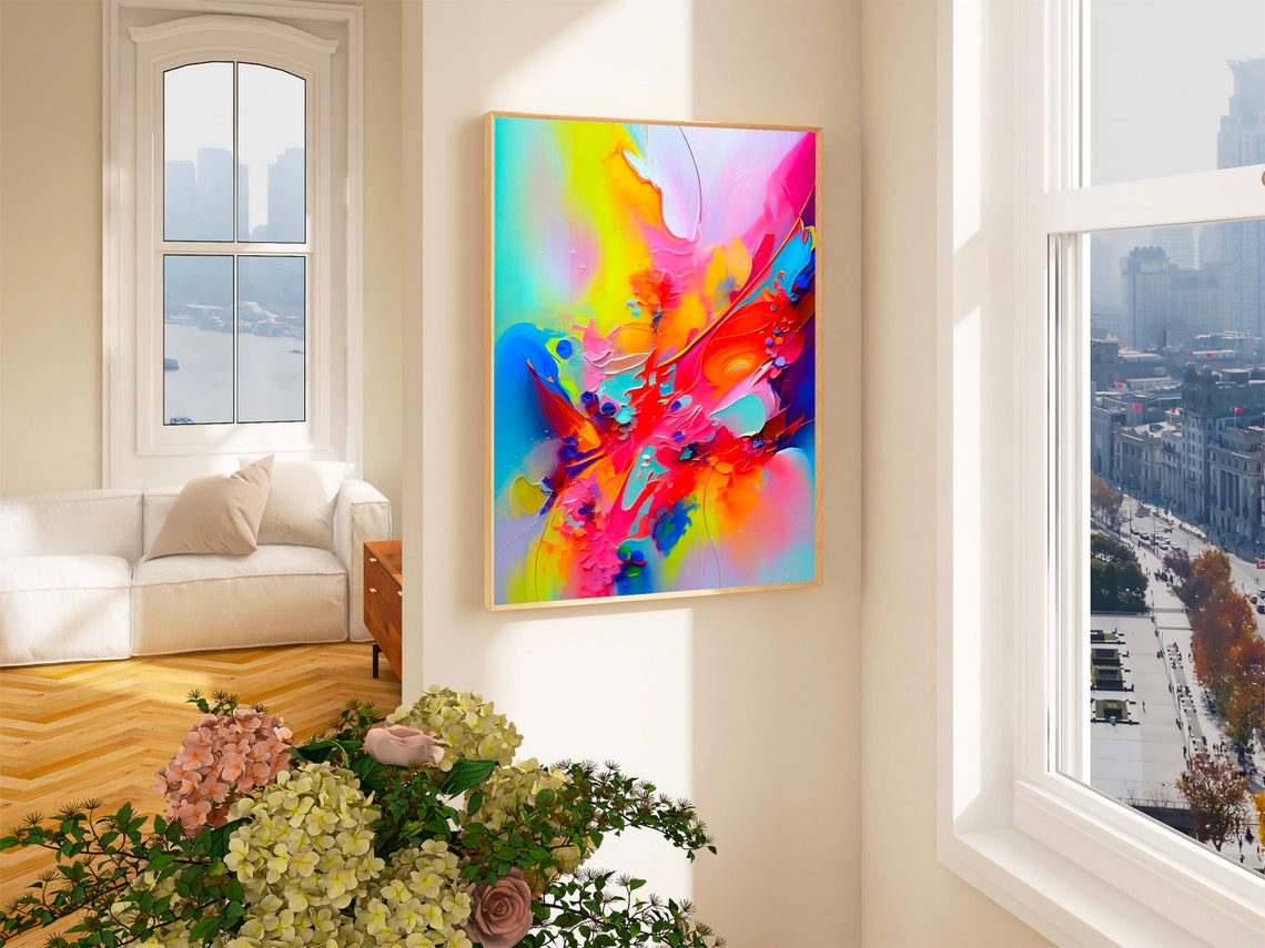 Neon Diagonal Energy Brushstrokes Abstract Color Burst Poster - Image 2