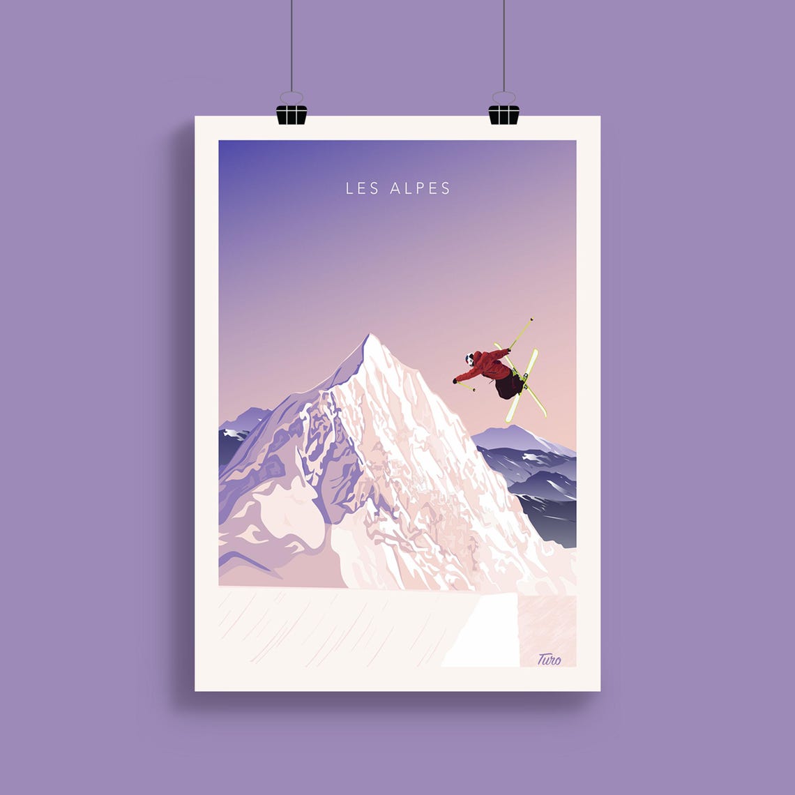 The Alps Travel Poster Ski Chairlift Travel Poster Vintage Poster Mountains Winter Sports - Image 2