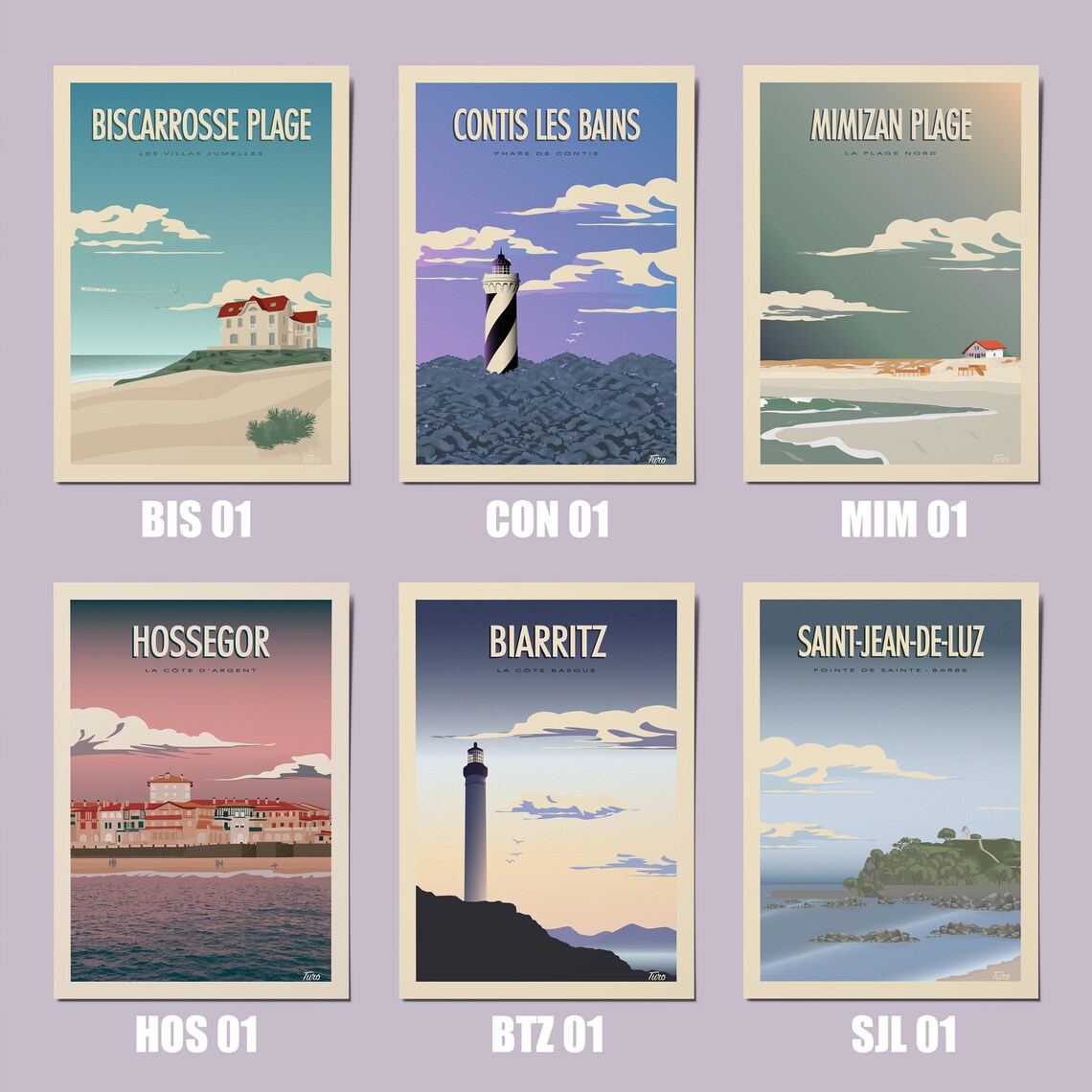 Les Landes Vague Ocean Landscape Travel Poster - Image 3