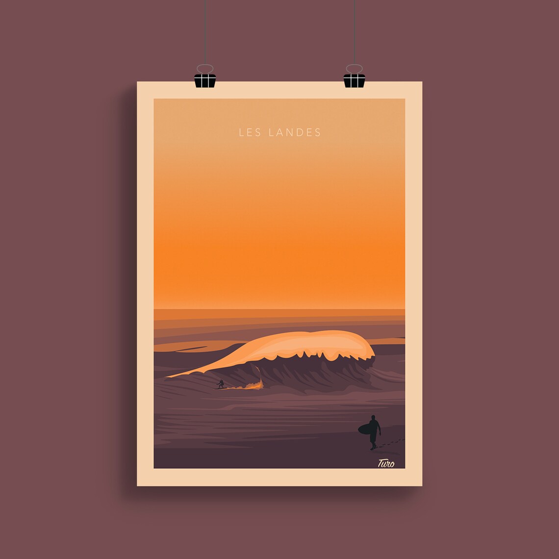Les Landes Vintage Travel Poster, Surfing Coast - Image 2