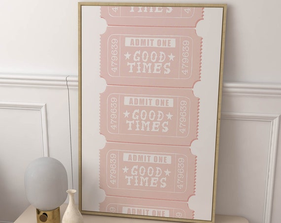 Boho Beige Wall Art Good Times Ticket Trendy Retro Wall Art Prints College Apartment Living Room Decor Bar Cart Art Prints Preppy Dorm Decor