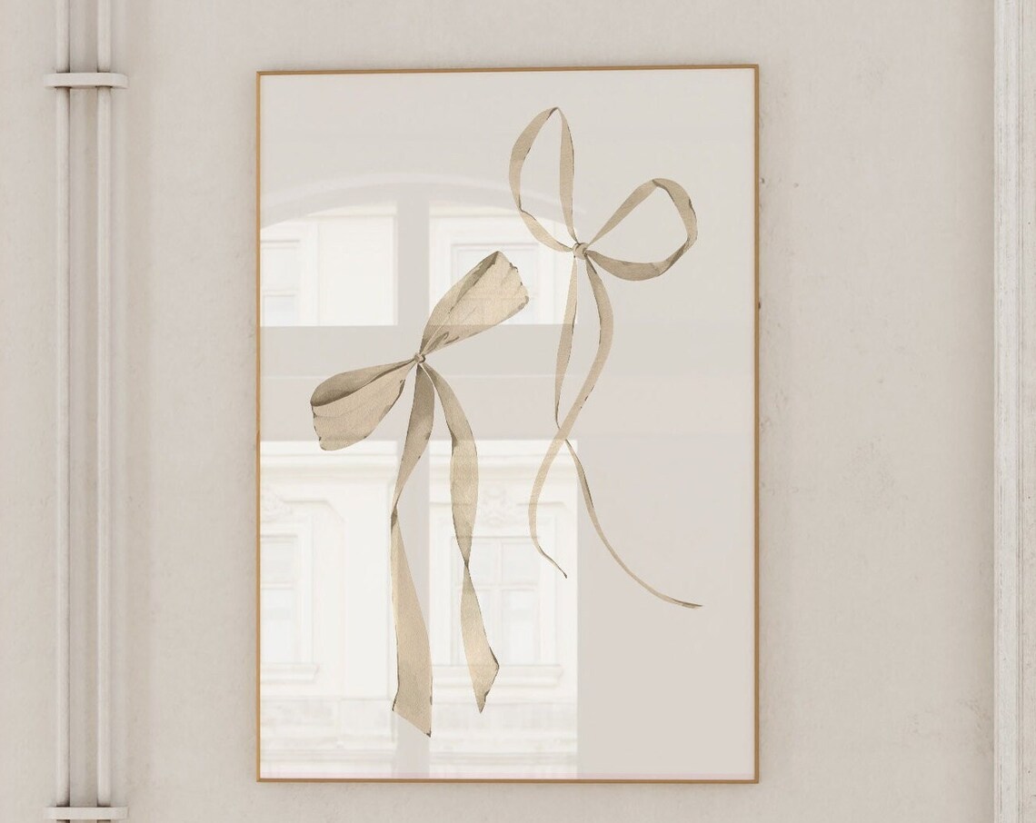 Bows Neutral Coquette Art Print, Preppy Dorm Decor - Image 3