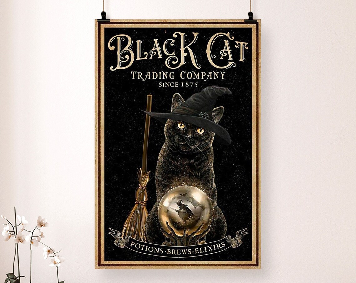 Black Cat Trading Company Since 1875 Potions Brews Elixirs Poster