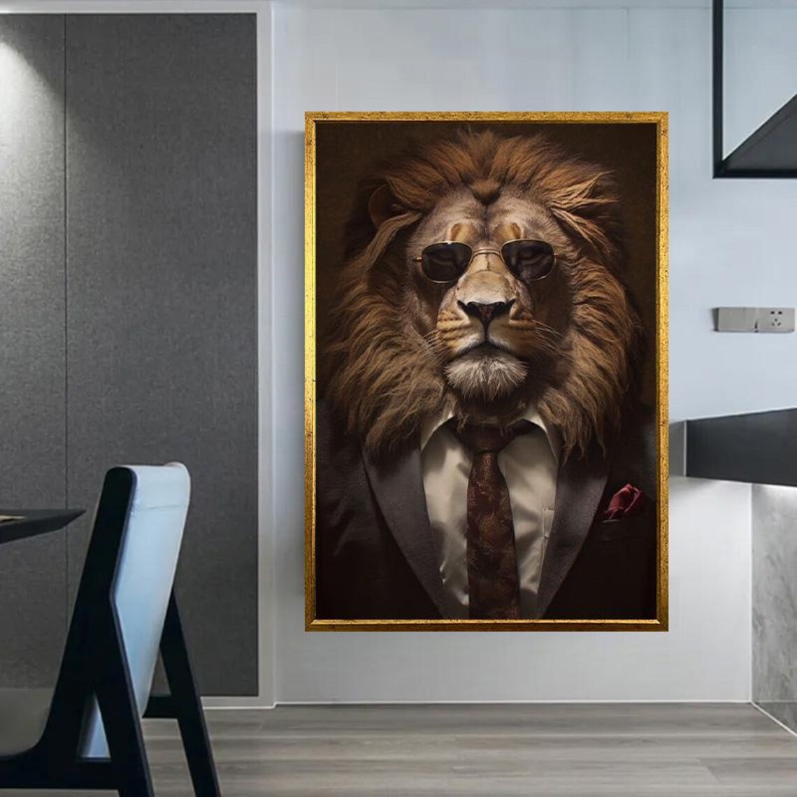 Funny Lion Boss In Suit And Sunglasses Humorous Animal Wall Poster - Image 5