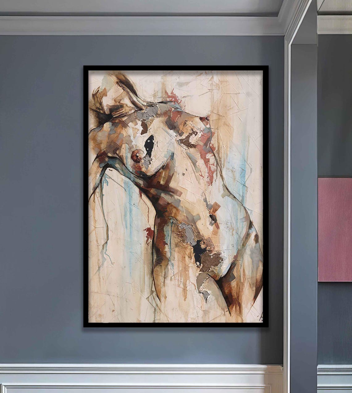 Abstract Nude Figure In Beige Tones Modern Figure Art Poster - Image 3