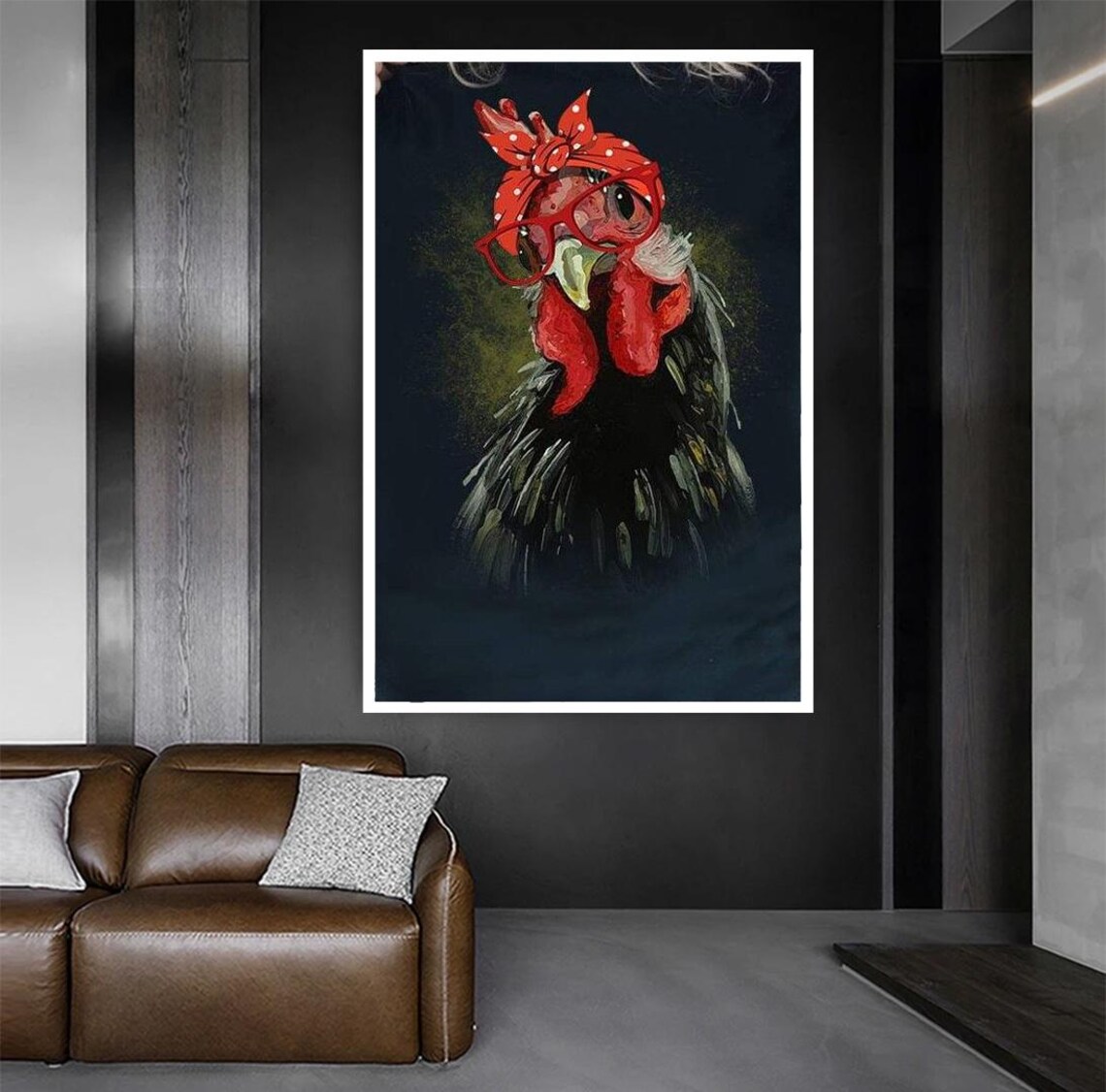 Funny Chicken Wearing Red Bandana And Glasses Farm Animal Poster - Image 4